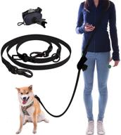 🐾 premium hands-free dog leash - 6ft heavy duty dual dog leash for medium & large dogs - easy-clean & waterproof training leash (black) logo