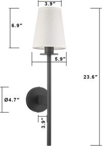 img 1 attached to 🔥 Permo Set of 2 Modern Classy Vintage Wall Sconce: Flared White Textile Shade & Black Finish