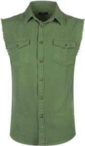 img 4 attached to NUTEXROL Men's Denim/Cotton Biker Vest with Sleeveless Shirt Design and 2 Front Pockets