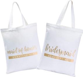 img 4 attached to 👜 Bridesmaid Bags: Stylish Tote Bags & Canvas Bag Set (6 Pack)