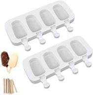 🍦 ouddy popsicle molds set of 2: silicone ice pop molds, 4 cavities oval cake pop mold with 50 wooden sticks—perfect for diy popsicle creation! logo