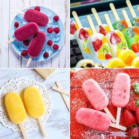 img 2 attached to 🍦 Ouddy Popsicle Molds Set of 2: Silicone Ice Pop Molds, 4 Cavities Oval Cake Pop Mold with 50 Wooden Sticks—Perfect for DIY Popsicle Creation!