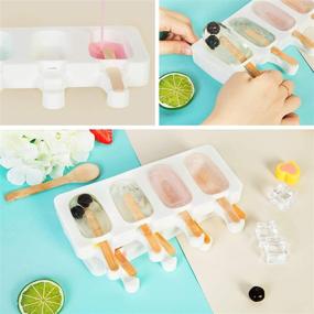 img 3 attached to 🍦 Ouddy Popsicle Molds Set of 2: Silicone Ice Pop Molds, 4 Cavities Oval Cake Pop Mold with 50 Wooden Sticks—Perfect for DIY Popsicle Creation!