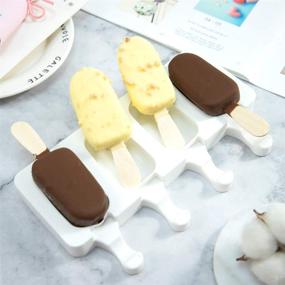 img 1 attached to 🍦 Ouddy Popsicle Molds Set of 2: Silicone Ice Pop Molds, 4 Cavities Oval Cake Pop Mold with 50 Wooden Sticks—Perfect for DIY Popsicle Creation!