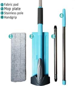 img 1 attached to 🧹 Guay Clean Flat Mop: Smart Self Squeeze Wringing No Bucket System - 2X Microfiber Pads for Efficient Dry and Wet Household Cleaning - Telescopic Pole with Spin Head - Home and Commercial Cleaner in Blue