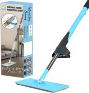 🧹 guay clean flat mop: smart self squeeze wringing no bucket system - 2x microfiber pads for efficient dry and wet household cleaning - telescopic pole with spin head - home and commercial cleaner in blue logo