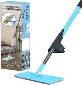 img 4 attached to 🧹 Guay Clean Flat Mop: Smart Self Squeeze Wringing No Bucket System - 2X Microfiber Pads for Efficient Dry and Wet Household Cleaning - Telescopic Pole with Spin Head - Home and Commercial Cleaner in Blue