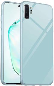 img 4 attached to 📱 XLHLKP Samsung Galaxy Note 10 Plus Case - Tempered Glass Pattern Back + TPU Frame Hybrid Slim Case - Anti-Drop Protection - Sky Blue