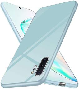 img 2 attached to 📱 XLHLKP Samsung Galaxy Note 10 Plus Case - Tempered Glass Pattern Back + TPU Frame Hybrid Slim Case - Anti-Drop Protection - Sky Blue