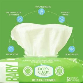 img 2 attached to 🍃 Gentle and Refreshing Nice 'N Clean Scented Baby Wipes for Sensitive Skin - 12 Pack, Green Tea & Cucumber Scent, 64 Count