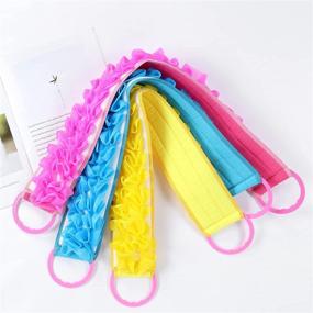 img 3 attached to Double-Sided Lace Loofah Scrubber: 3 PACK Exfoliating Bath Sponge with Long Handle for Creamy Skin Cleansing