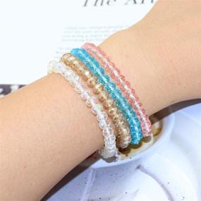 img 3 attached to 💎 Shareky 4 Sets Crystal Beaded Bracelet Set - Sparkling Swarovski Stretch Bracelet for Girls