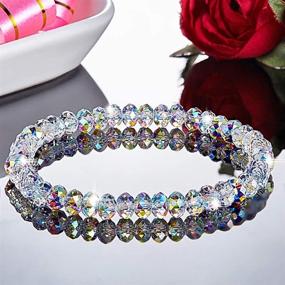 img 2 attached to 💎 Shareky 4 Sets Crystal Beaded Bracelet Set - Sparkling Swarovski Stretch Bracelet for Girls