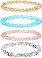 💎 shareky 4 sets crystal beaded bracelet set - sparkling swarovski stretch bracelet for girls logo