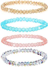 img 4 attached to 💎 Shareky 4 Sets Crystal Beaded Bracelet Set - Sparkling Swarovski Stretch Bracelet for Girls