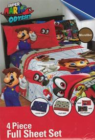 img 1 attached to 🎮 Premium Super Mario Nintendo Odyssey 4-Piece Full Bedding Sheet Set - Latest 2018 Collection