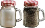 🍽️ mini mason jar mug glass salt and pepper shakers with metal lids - 5 oz red glassware dispensers for himalayan seasoning herbs spices - circleware serving food container logo