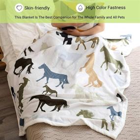 img 3 attached to 🐴 Chifave Horse Blanket: 50"x60" Kids' Throw Blanket with Ponies, Animals, & Cavalry - Plush Cowgirl Cowboy Western Fleece Couch Blanket for Boys, Girls, Sofa Bed & Office Use