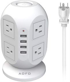 img 4 attached to 💡 8-Outlet Power Strip Tower with 4 USB Ports - Surge Protector and Charging Station, 10Ft Long Extension Cord, Widely Spaced Multi Outlets