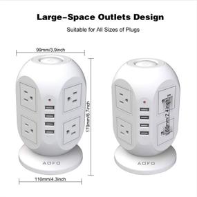 img 3 attached to 💡 8-Outlet Power Strip Tower with 4 USB Ports - Surge Protector and Charging Station, 10Ft Long Extension Cord, Widely Spaced Multi Outlets