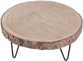 img 4 attached to 🪵 Natural Wood Color Pedestal with Hairpin Metal Legs, 9-inch by Creative Co-Op Paulownia