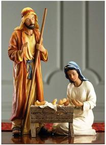 img 4 attached to 🌟 Exquisite Set of 3 Deluxe Holy Family 12 inch Resin Stone Nativity Figurines - Perfect Christmas Decor
