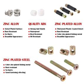 img 2 attached to 🛠️ Hilitchi 125 Pcs 3-in-1 Cam Fitting with Dowel and Pre-Inserted Nut, Hex Drive Socket Cap Furniture Barrel Nuts, Crib Screws Assortment Kit - Zinc Plated Furniture Connecting Hardware Connectors