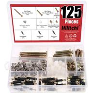 🛠️ hilitchi 125 pcs 3-in-1 cam fitting with dowel and pre-inserted nut, hex drive socket cap furniture barrel nuts, crib screws assortment kit - zinc plated furniture connecting hardware connectors logo