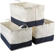 📦 hoikwo set of 3 well standing storage baskets, collapsible fabric bins for organizing shelf nursery home closet logo