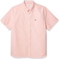 lacoste regular men's clothing with oxford button sleeves logo