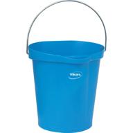 🔵 vikan 56863 heavy duty plastic round pail with stainless steel handle, 3 gallons, blue logo