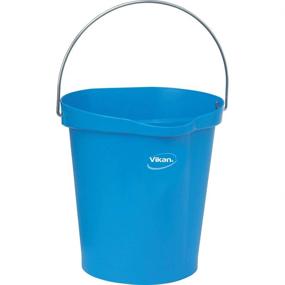 img 3 attached to 🔵 Vikan 56863 Heavy Duty Plastic Round Pail with Stainless Steel Handle, 3 Gallons, Blue