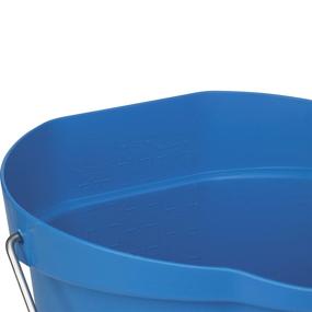 img 2 attached to 🔵 Vikan 56863 Heavy Duty Plastic Round Pail with Stainless Steel Handle, 3 Gallons, Blue