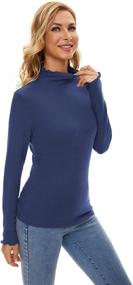 img 2 attached to 🧶 MadHeart Women's Lightweight Ribbed Knit Sweaters: Long Sleeve Mock Turtleneck Layer Shirts