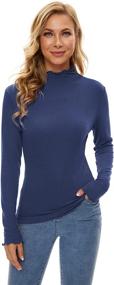 img 3 attached to 🧶 MadHeart Women's Lightweight Ribbed Knit Sweaters: Long Sleeve Mock Turtleneck Layer Shirts