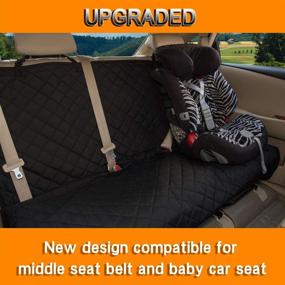 img 1 attached to 🐾 Waterproof Dog Car Seat Covers Bench Seat Cover Compatible with Middle Seat Belt for Cars, Trucks, and SUVs - Fits Most (Black)