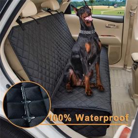 img 3 attached to 🐾 Waterproof Dog Car Seat Covers Bench Seat Cover Compatible with Middle Seat Belt for Cars, Trucks, and SUVs - Fits Most (Black)