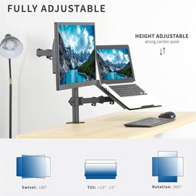 img 2 attached to 💻 VIVO Black Fully Adjustable 13 to 32 inch Single Computer Monitor and Laptop Desk Mount Combo: A Comprehensive Review