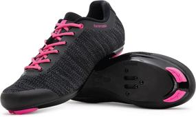 img 4 attached to Tommaso Pista Aria Knit Women's Cycling Shoe Bundle with Cleat - Look Delta, SPD Compatible - Black, Pink, Grey, Blue