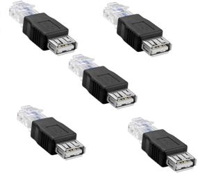 img 3 attached to 🔌 SIENOC 5 Packs of Ethernet RJ45 Male to USB Female Router Adapter Plug Socket for Enhanced LAN Network Connectivity