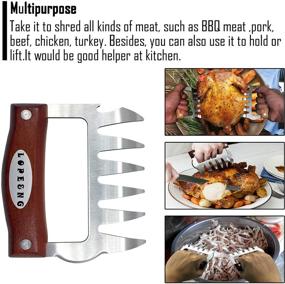 img 2 attached to 🍖 LOPE & NG Meat Handler Shredder Claws Set - Wood Stainless Steel BBQ Pulled Pork Paws for Efficient Shredding, Carving, and Handling Food