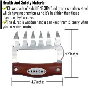 img 3 attached to 🍖 LOPE & NG Meat Handler Shredder Claws Set - Wood Stainless Steel BBQ Pulled Pork Paws for Efficient Shredding, Carving, and Handling Food