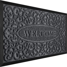 img 4 attached to 🎅 Outdoor Christmas Door Mat - 30x18 Welcome Mat for Front Door - Christmas Rug - Grey Doormat for Outdoor Use