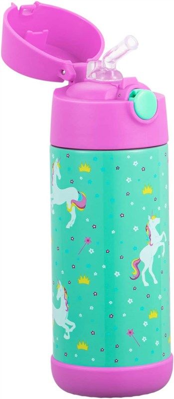 Snug Kids Water Bottle - insulated stainless steel thermos with straw  (Girls/Boys) - Cars, 12oz