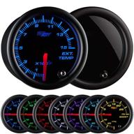 🌈 glowshift 52mm 7 color 1500 f pyrometer egt gauge kit for diesel trucks - includes type k probe - black dial - smoked lens logo