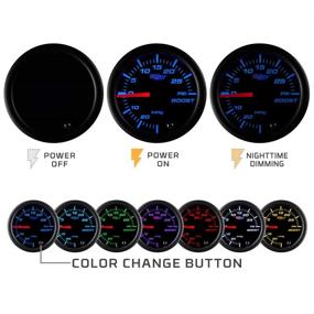 img 2 attached to 🌈 GlowShift 52mm 7 Color 1500 F Pyrometer EGT Gauge Kit for Diesel Trucks - Includes Type K Probe - Black Dial - Smoked Lens