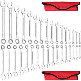 img 4 attached to 🔧 Набор комбинированных ключей ROCHOOF, 33 штуки: хром-ванадиевая сталь, 12-гранные АМЕРИКАНСКИЕ и метрические размеры, от 1/4" до 1" и от 6 до 22 мм с рулонным чехлом.