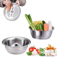 🧀 3 in 1 multipurpose kitchen grater - salad maker bowl with stainless steel drain basin basket, cheese grater and vegetable cutter for fruits, vegetables, cheese, chocolate (11-inch) logo