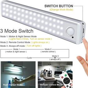 img 2 attached to 🔦 Enhanced Convenience with Under Cabinet Lighting Remote Control & Motion Sensor Closet Lights: Rechargeable, Wireless Counter Lights for Indoor Use, Kitchen & Hallway