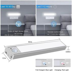 img 1 attached to 🔦 Enhanced Convenience with Under Cabinet Lighting Remote Control & Motion Sensor Closet Lights: Rechargeable, Wireless Counter Lights for Indoor Use, Kitchen & Hallway